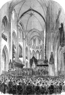 Burial of the late King of Denmark: the coffin being borne to the mausoleum..., 1864. Creator: Unknown