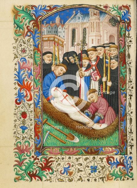 Burial in a Churchyard; Book of Hours, about 1430-1440. Creator: Fastolf Master.
