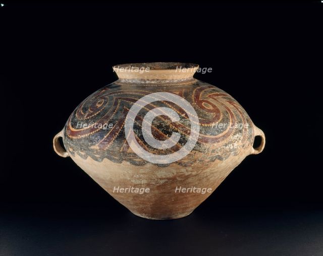 Burial urn with red and black swirls, c3000 BC. Artist: Unknown.