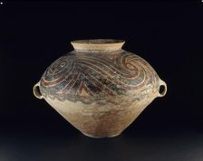 Burial urn with red and black swirls, c3000 BC