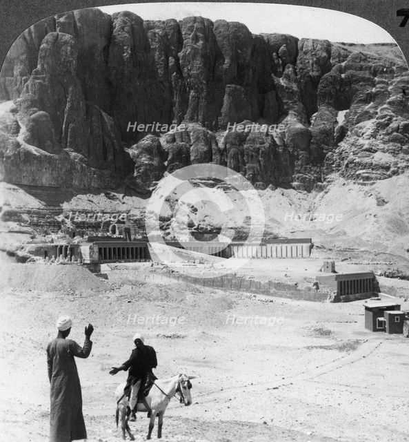 'Buried for ages - colonnaded terraces of the temple at Der-el-Bahri, Thebes, Egypt', 1905.Artist: Underwood & Underwood