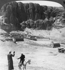 Buried for ages - colonnaded terraces of the temple at Der-el-Bahri, Thebes, Egypt 1905.Artist: Underwood & Underwood