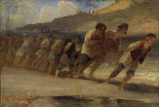 Burlaks on the Volga, 1871. Creator: Savrasov, Alexei Kondratyevich (1830-1897)