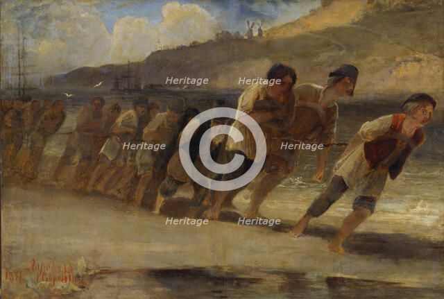 Burlaks on the Volga, 1871. Creator: Savrasov, Alexei Kondratyevich (1830-1897).