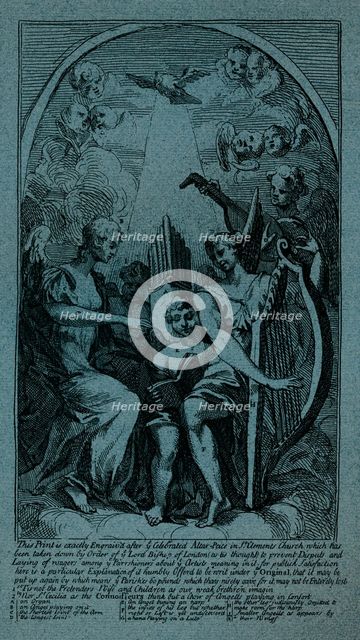 'Burlesque on Kent's Altarpiece at St Clement Danes', c1725. Artist: William Hogarth.
