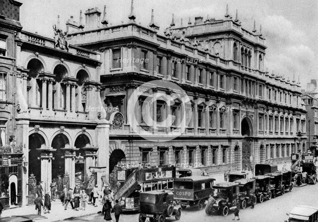 Burlington Arcade entrance and the house of the Royal Academy, Piccadilly, 1926-1927.Artist: McLeish