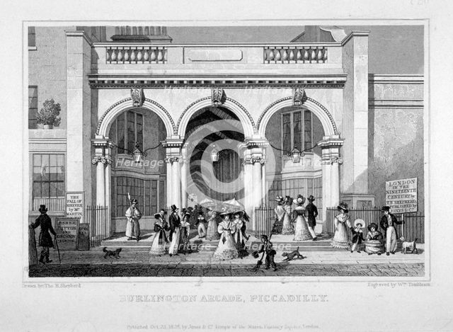 Burlington Arcade, Westminster, London, 1828. Artist: William Tombleson