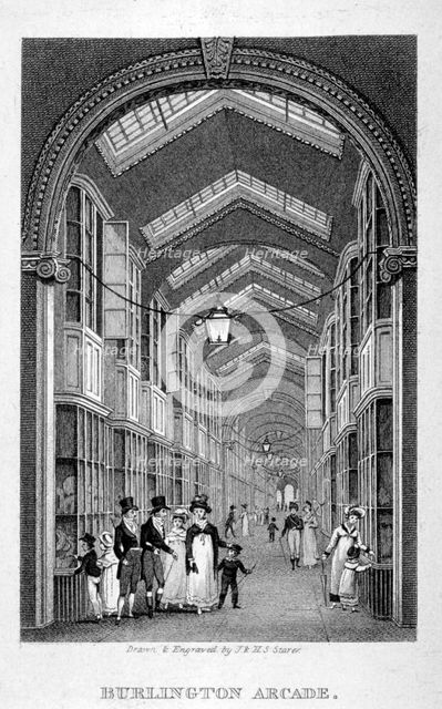 Burlington Arcade, Westminster, London, c1825. Artist: Henry Sargant Storer