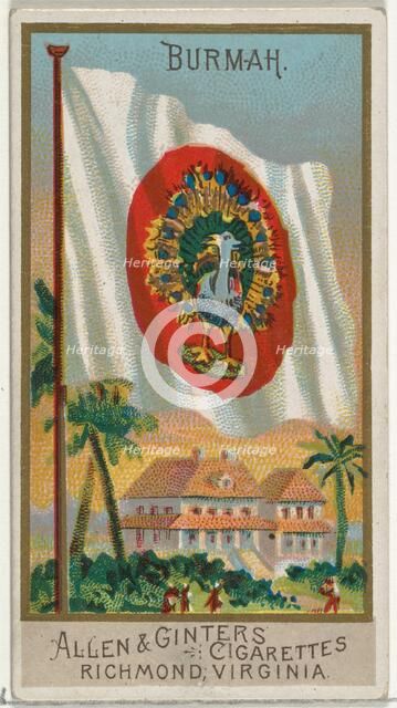 Burma, from Flags of All Nations, Series 2 (N10) for Allen & Ginter Cigarettes Brands, 1890. Creator: Allen & Ginter.