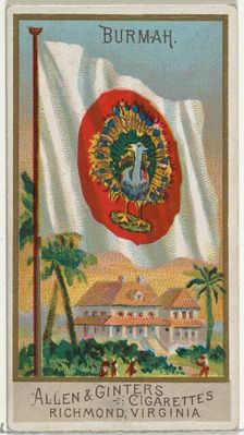 Burma, from Flags of All Nations, Series 2 (N10) for Allen & Ginter Cigarettes Brands, 1890. Creator: Allen & Ginter
