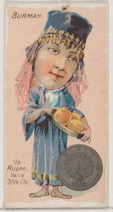 Burmah, 1/8 Rupee, from the series Coins of All Nations (N72, variation 2) for Duke brand ..., 1889. Creator: Unknown