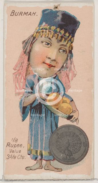 Burmah, 1/8 Rupee, from the series Coins of All Nations (N72, variation 2) for Duke brand ..., 1889. Creator: Unknown.