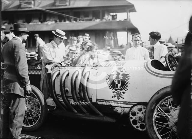 Burman & his "Benz", between c1910 and c1915. Creator: Bain News Service.
