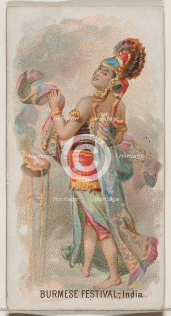 Burmese Festival, India, from the Holidays series (N80) for Duke brand cigarettes, 1890., 1890. Creator: George S. Harris & Sons.
