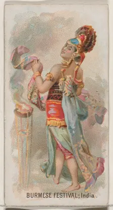Burmese Festival, India, from the Holidays series (N80) for Duke brand cigarettes, 1890., 1890. Creator: George S. Harris & Sons
