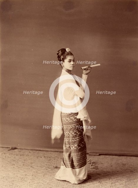 Burmese Girl and her Cheroot, about 1885. Creator: Felice Beato.