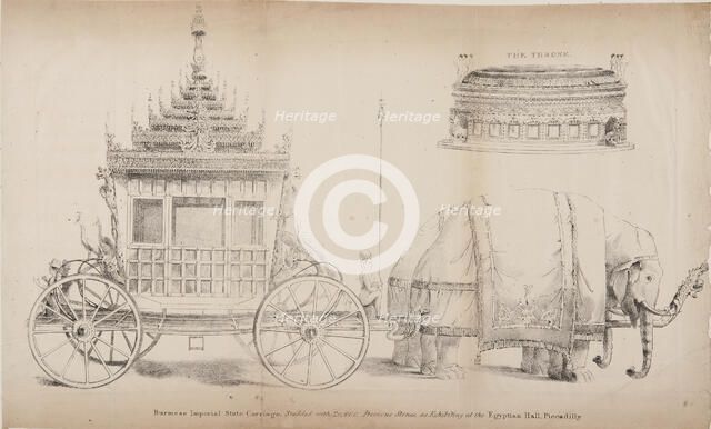 Burmese Imperial State Carriage and Throne, 1825. Creator: Unknown.