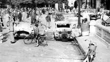 Burned out cars, Place de la Concorde, liberation of Paris, August 1944
