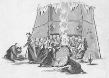 Burning the dead body of a Lama c1802. Creator: Unknown