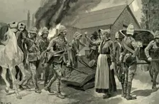 Burning the Farm of a Treacherous Burgher 1901. Creator: Richard Caton Woodville II