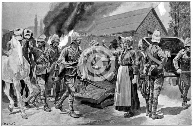 'Burning the Farm of a Treacherous Burgher', 2nd Boer War, c1900. Artist: Unknown