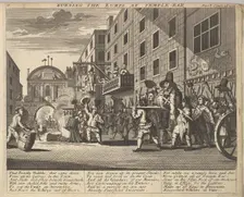 Burning the Rumps at Temple Bar (Plate 11: Illustrations to Samuel Butler's Hudibras), 1725-30 (?). Creator: Unknown