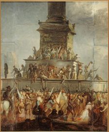 Burning the throne of Louis-Philippe, place de la Bastille, February 24, 1848. Creator: Unknown