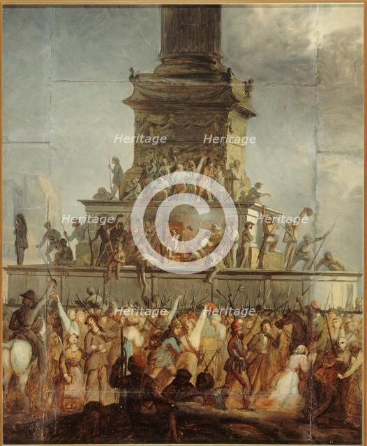 Burning the throne of Louis-Philippe, place de la Bastille, February 24, 1848. Creator: Unknown.