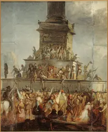 Burning the throne of Louis-Philippe, place de la Bastille, February 24, 1848. Creator: Unknown