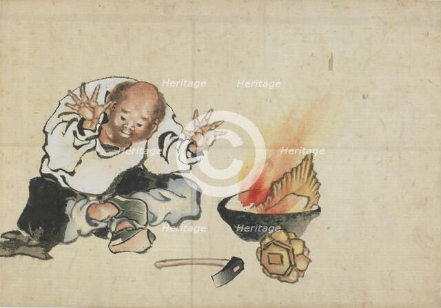 Burning a Buddhist Image, late 18th-early 19th century. Creator: Hokusai.