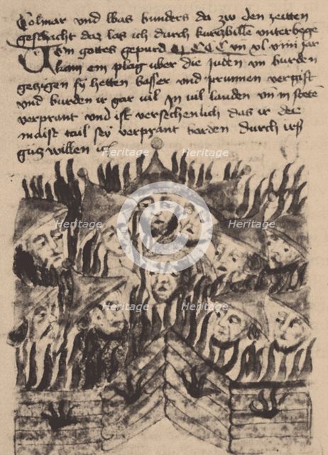 Burning and killing of Jews in Prague. Artist: Anonymous  