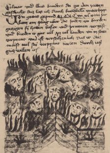 Burning and killing of Jews in Prague. Artist: Anonymous