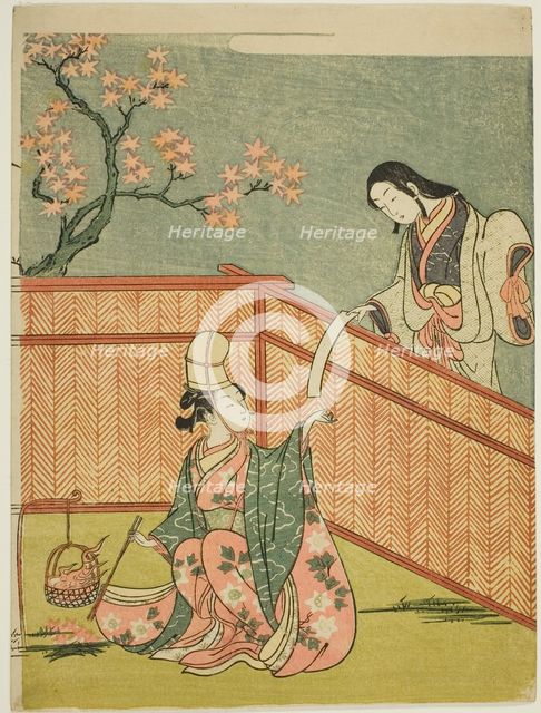 Burning Autumn Maple Leaves, 1765. Creator: Suzuki Harunobu.