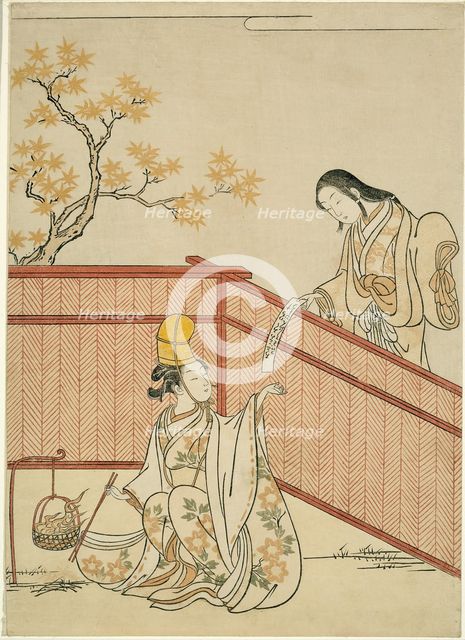 Burning Autumn Maple Leaves, 1765. Creator: Suzuki Harunobu.