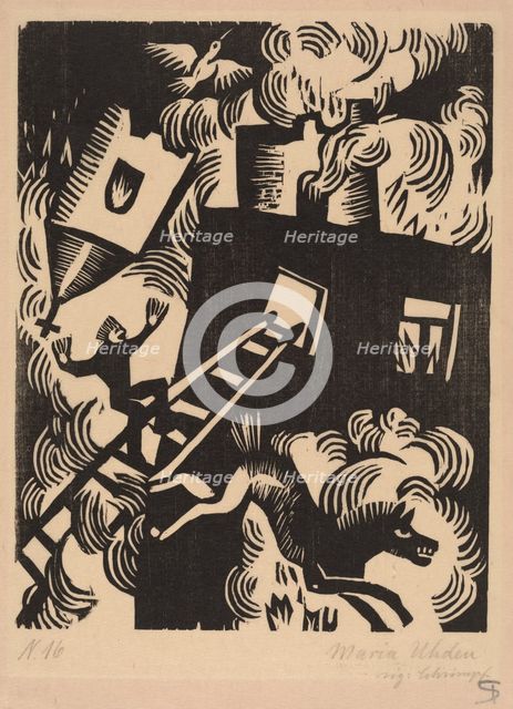 Burning House, 1918. Creator: Maria Uhden.