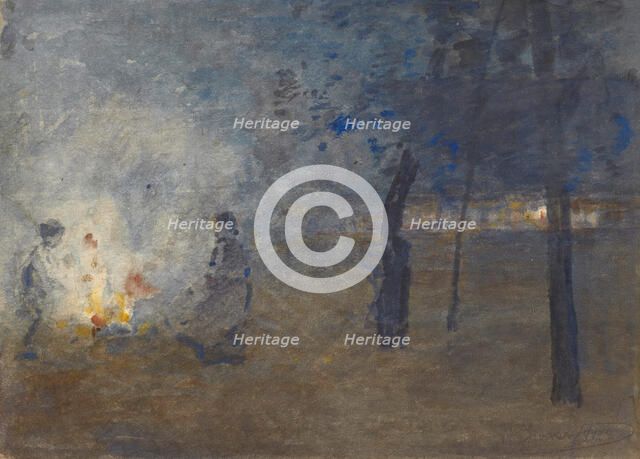 Burning Leaves, c1880-1930. Creator: William Forsyth.