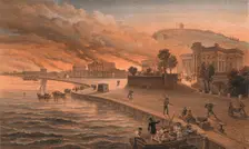 Burning of the Government Buildings at Kertch, 9th June 1855 1856. Artist: Thomas Picken