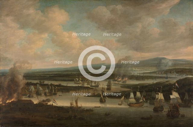 Burning of the English Fleet near Chatham (19-24 June 1667), 1667-1678. Creator: Willem Schellinks.