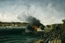 Burning of the Sidewheeler Henry Clay, ca. 1854-60. Creator: Unknown