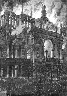Burning of the Ring Theatre at Vienna drawn by J. Schonberg from a sketch by Mangold of Vienna, 1881 Creator: Unknown