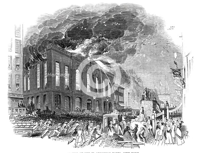Burning of the Washington Hotel, New York, 1844. Creator: Unknown.
