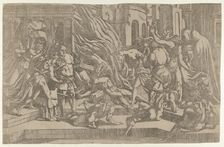 Burning of a corpse, 1540-45. Creator: Antonio Fantuzzi