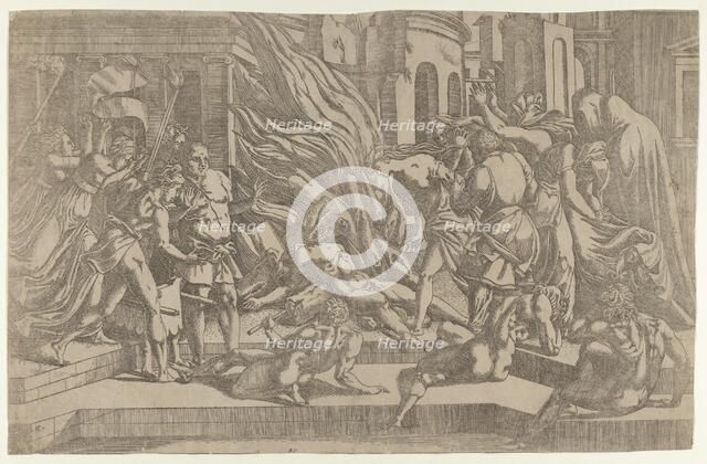 Burning of a corpse, 1540-45. Creator: Antonio Fantuzzi.