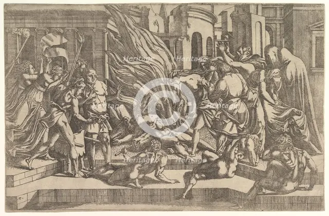 Burning of a corpse, ca. 1543. Creator: Antonio Fantuzzi.