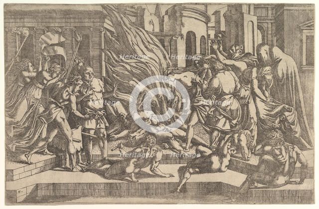 Burning of a corpse, ca. 1543. Creator: Antonio Fantuzzi.