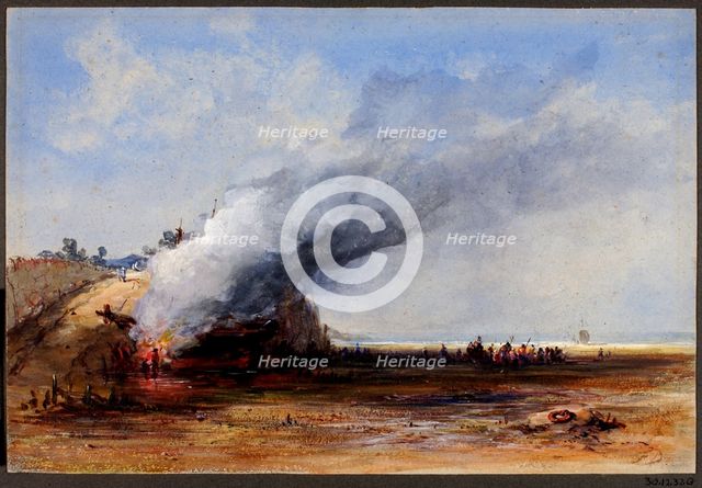 Burning of an Old Boat, 19th century. Creator: Francis Danby.
