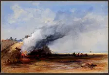 Burning of an Old Boat, 19th century. Creator: Francis Danby