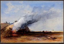 Burning of an Old Boat, 19th century. Creator: Francis Danby