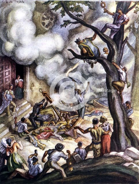 Burning of convents in Madrid by revolutionary mobs in the month of May 1931.