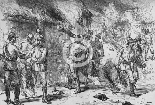 'Burning of Coomassie', c1880. Artist: Unknown.